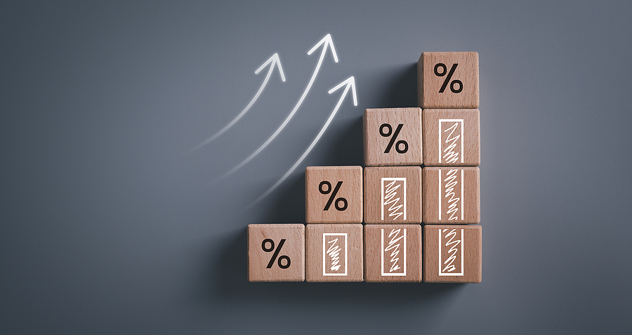 Business development to success and growing growth concept, represent in meanings of interest rate increase, performance, sales, percent growth.